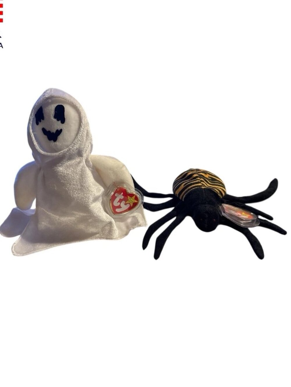 Ty Beanie Baby Sheets the Ghost 1999 Spinner The Spider 1996 Halloween Plush